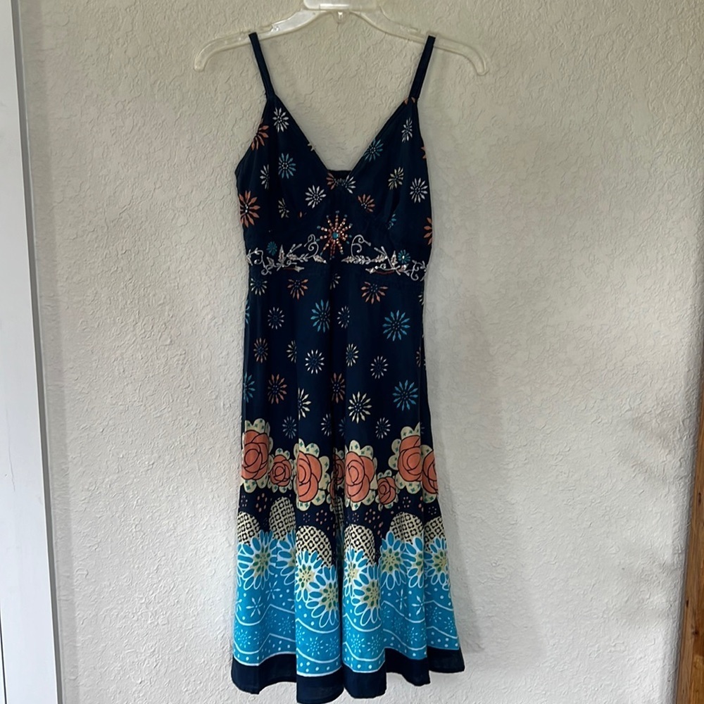 Mlle Gabrielle Fit & Flare Floral Boho Dress. Sleeveless. Size S EUC.